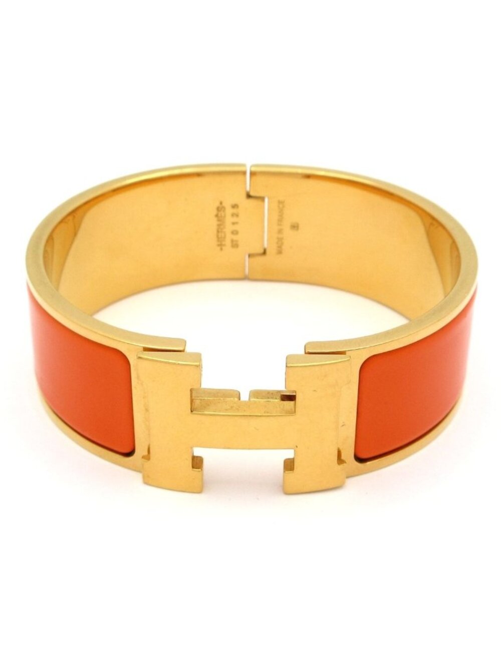 Hermes Bangle Clic Clac Gold Orange Bracelet